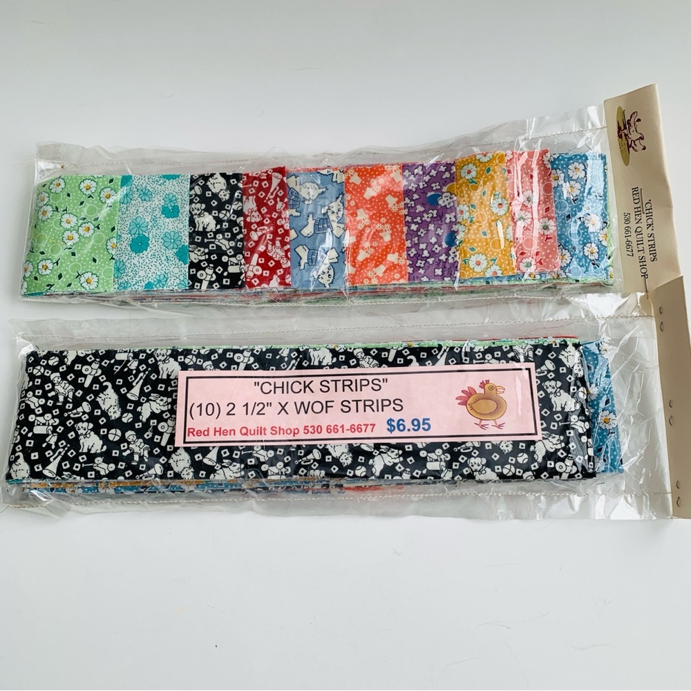Chick Strips 2.5" WOF Quilt Fabric Strips 10 Multi Floral & Novelty Prints 2 Pk - Picture 4 of 11